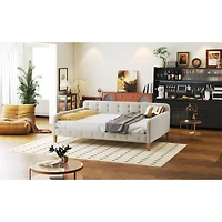 Streamdale Full Size Upholstered Daybed With 4 Support Legs, White