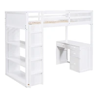 Streamdale Twin Loft Bed With Ladder, Shelves, And Desk