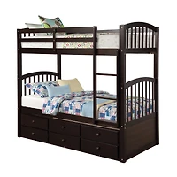 Streamdale Twin Bunk Bed with Ladder, Rail, Trundle and Drawers