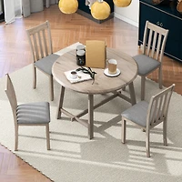 Streamdale Gray 5-Piece Round Dining Table Set with 4 Chairs