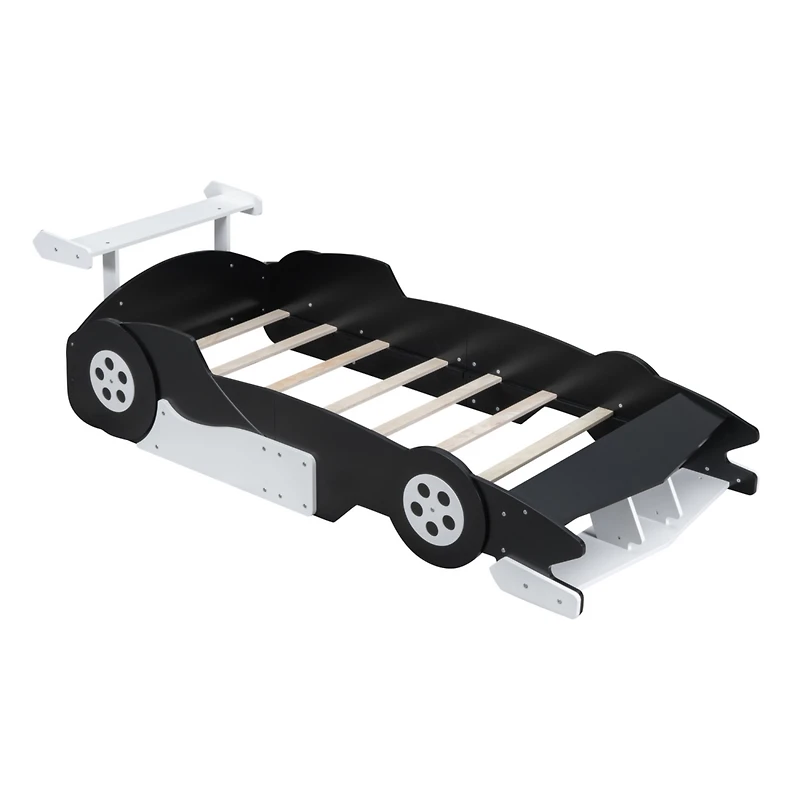 Streamdale Twin Race Car-Shaped Platform Bed With Wheels, Red