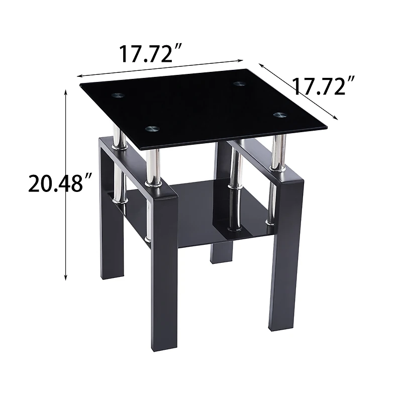 Streamdale 2-Layer Tempered Glass End Table