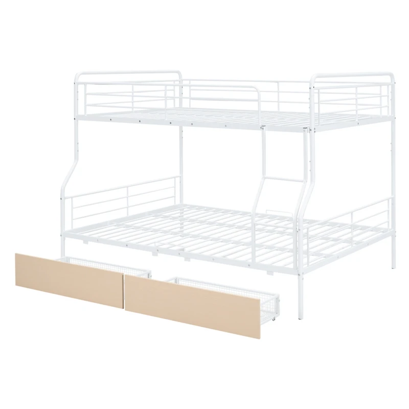 Streamdale Full Xl Over Queen Metal Bunk Bed with 2 Drawers, Black