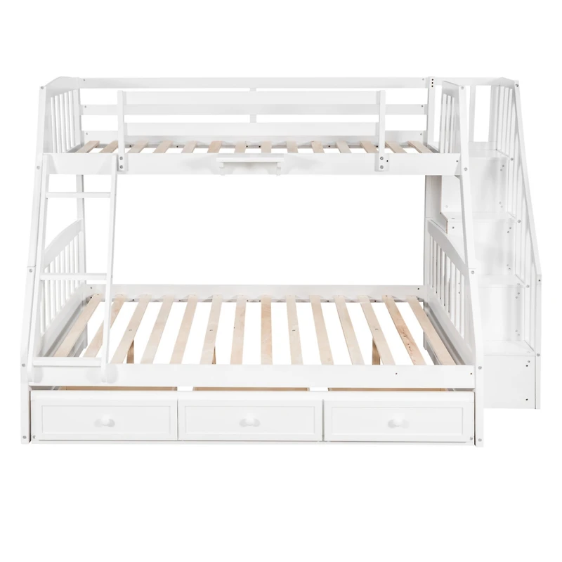 Streamdale Twin-Over-Full Bunk Bed With Drawers, Ladder And Storage Staircase