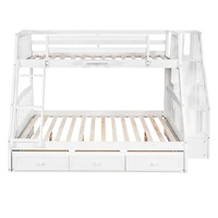 Streamdale Twin-Over-Full Bunk Bed With Drawers, Ladder And Storage Staircase