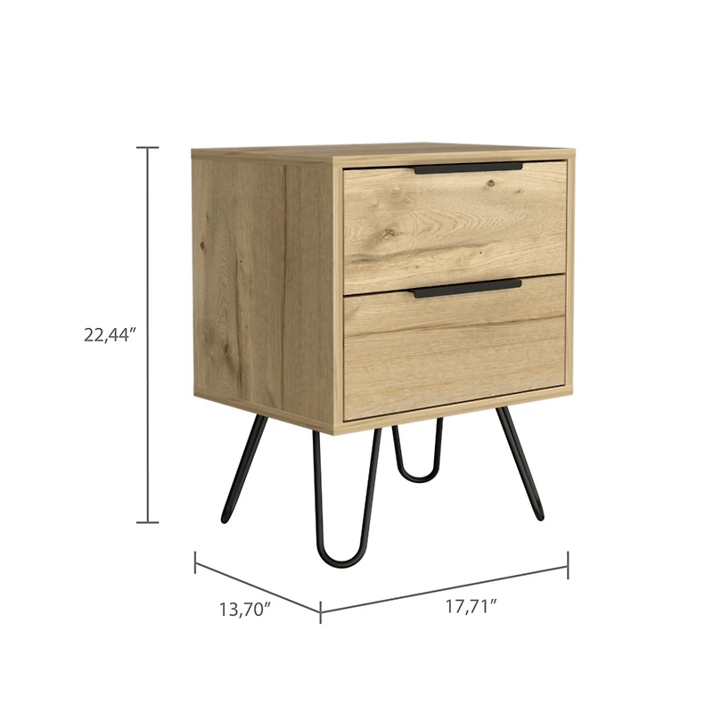 Streamdale Augusta 2 Nightstand, Four Legs, Two Drawers
