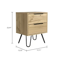 Streamdale Augusta 2 Nightstand, Four Legs, Two Drawers