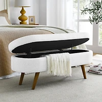Streamdale Ottoman Oval Storage Bench, Rubberwood Legs
