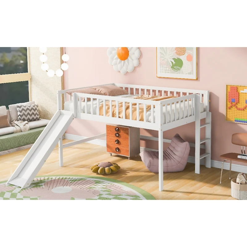 Streamdale Full Low Loft Bed With Ladder And Slide