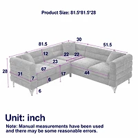 Streamdale 81.5" Oversized L-Shaped Sectional Sofa Cover - 5-Seater