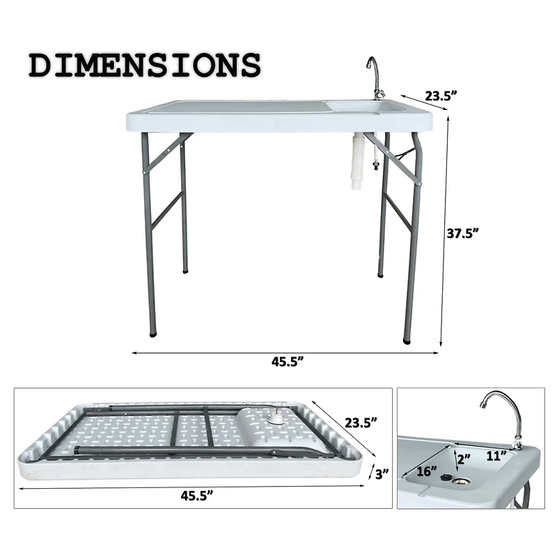 Simplie Fun Outdoor Fish And Game Cutting Cleaning Table with Sink And Faucet