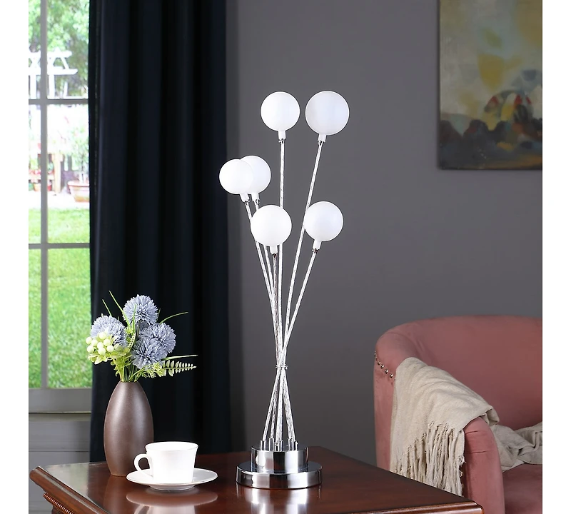 Streamdale Silver Chrome Table Lamp with 6-Light Globe