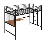 Streamdale Twin Metal Loft Bed With Desk And Grid