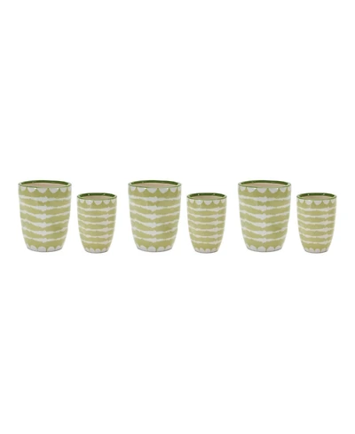 Slickblue Set of 6 Striped Vase Planters for Contemporary Indoor and Outdoor Decor