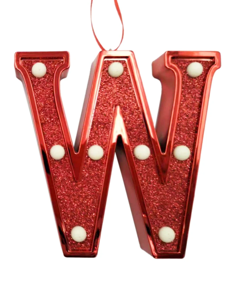 Ganz Light Up Initial Red Glitter Ornament