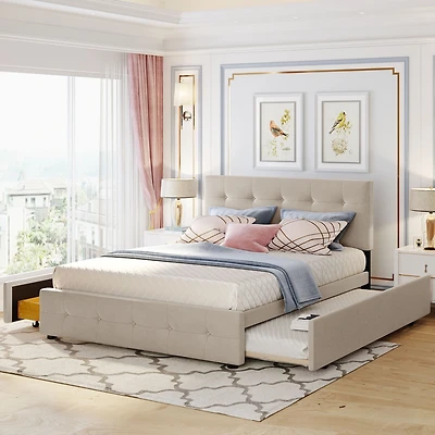 Streamdale Queen Upholstered Bed with 2 Drawers and Twin Xl Trundle