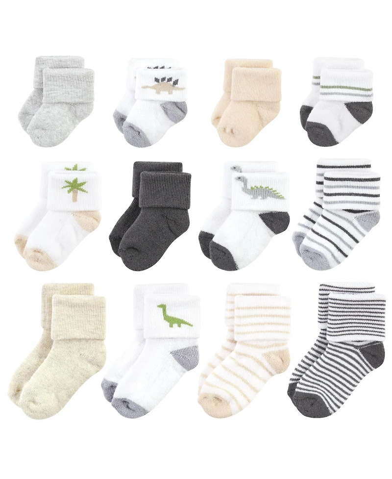Hudson Baby Boys Unisex 12-Pair Set of Grow with Me Socks