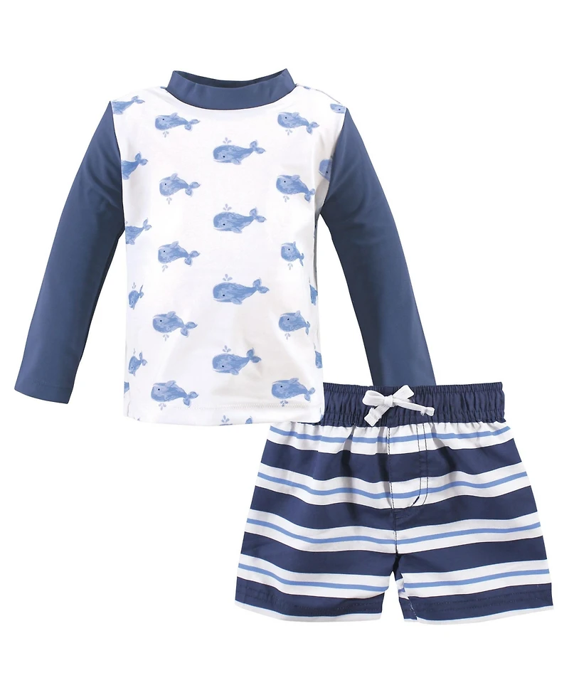 Hudson Baby Boys Swim Rashguard Set, Space, 12-18 Months