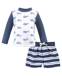 Hudson Baby Boys Swim Rashguard Set, Space, 12-18 Months