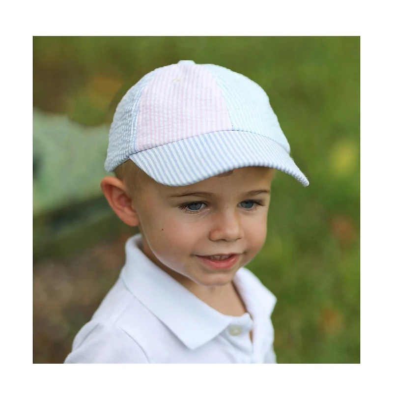 Bits & Bows Baby Multicolor Seersucker Baseball Hat