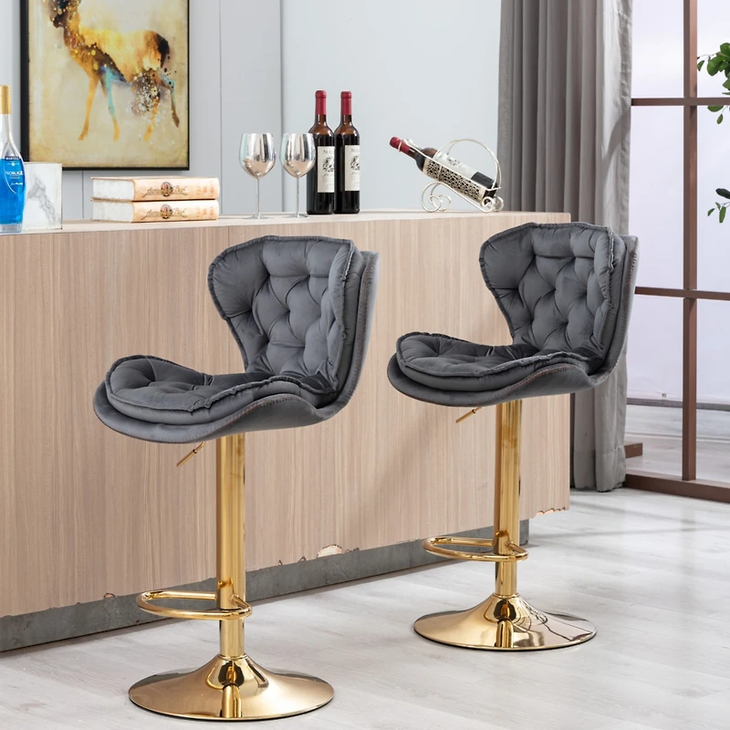 Streamdale Chrome Swivel Bar Stools with Adjustable Lift