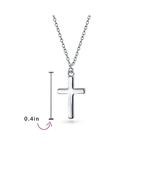Bling Jewelry Delicate Small Latin Cross Pendant Necklace Flat Rose Gold Plated Sterling Silver 16 In Chain .40 Inch