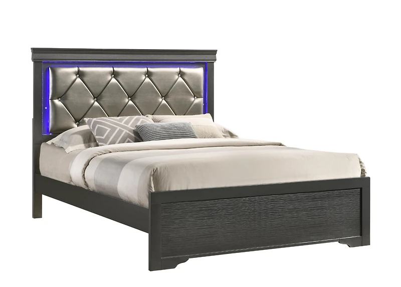 Streamdale Modern Brooklyn Twin Size Led Bed Made With Wood