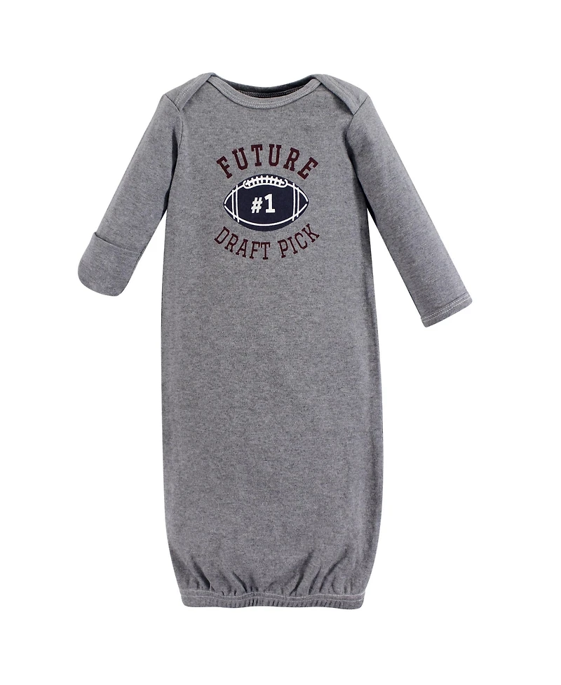 Hudson Baby Boys Unisex Cotton Gowns, Moose Wonderful Time, Preemie/Newborn