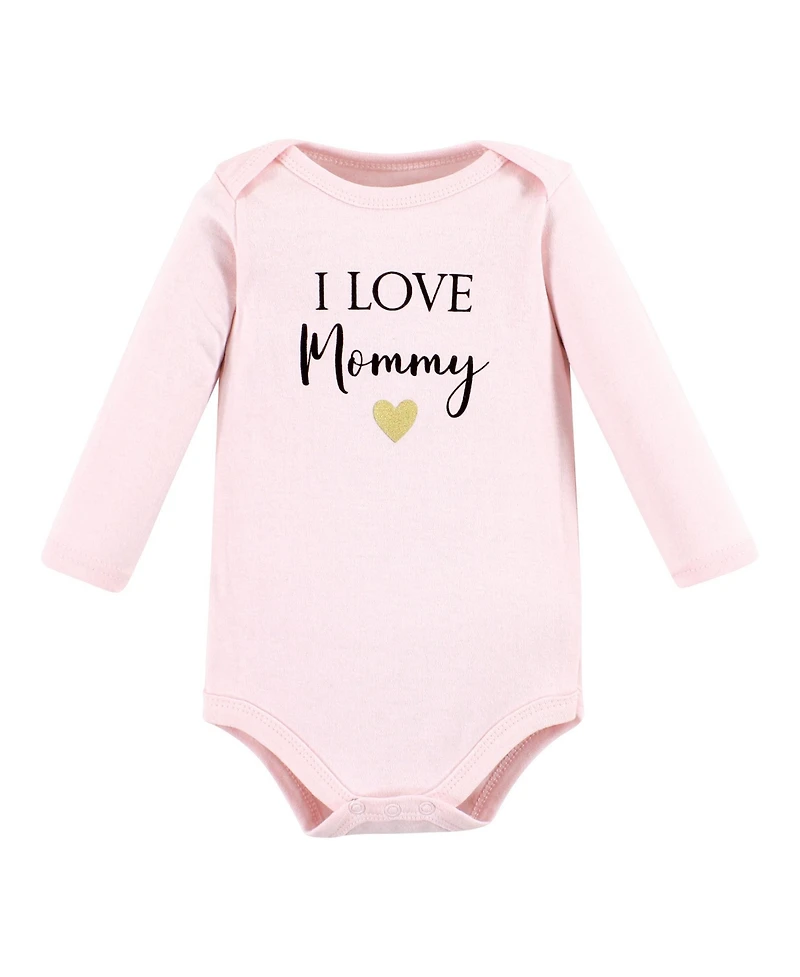 Hudson Baby Baby Girls Hudson Cotton Long-Sleeve Bodysuits Mommy 5-Pack, 0-3 Months