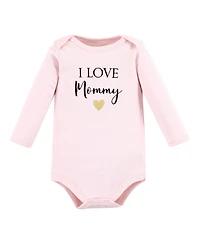 Hudson Baby Baby Girls Hudson Cotton Long-Sleeve Bodysuits Mommy 5-Pack, 0-3 Months