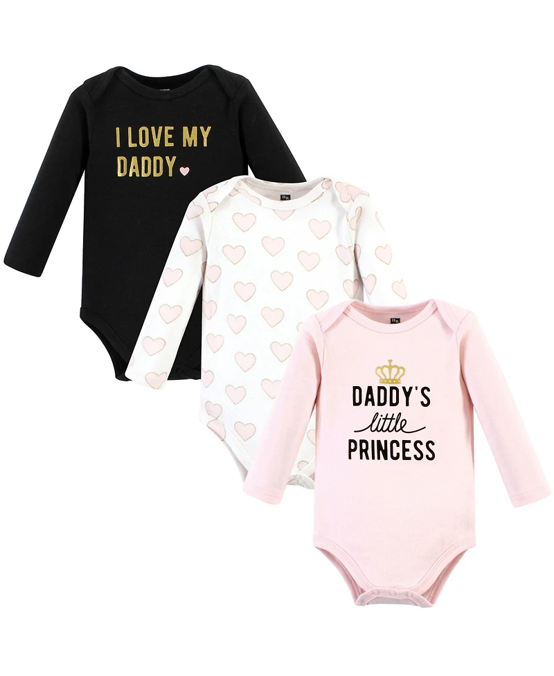 Hudson Baby Girls Cotton Long-Sleeve Bodysuits -Pack