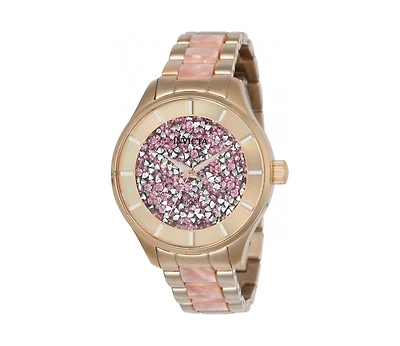 Invicta Women's Angel Quartz 3 Hand Pink Dial Stainless Steel Bracelet Watch