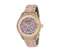 Invicta Women's Angel Quartz 3 Hand Pink Dial Stainless Steel Bracelet Watch