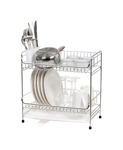Iris Usa 2-tier Medium-sized Dish Rack with Drain Spout, White