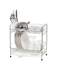 Iris Usa 2-tier Medium-sized Dish Rack with Drain Spout, White