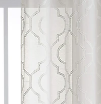 Kate Aurora 2 Piece Charlotte Clover Trellis Grommet Top Sheer Voile Window Curtain Panels