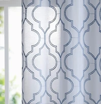 Kate Aurora 2 Piece Charlotte Clover Trellis Grommet Top Sheer Voile Window Curtain Panels