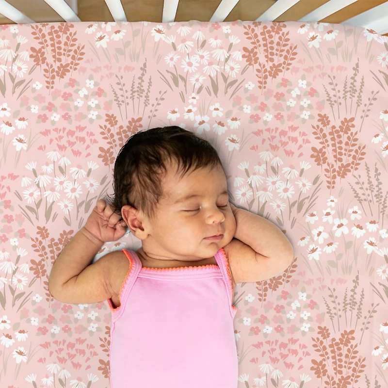 The Peanutshell Whimsical Floral Microfiber 4 Pack Crib Sheets