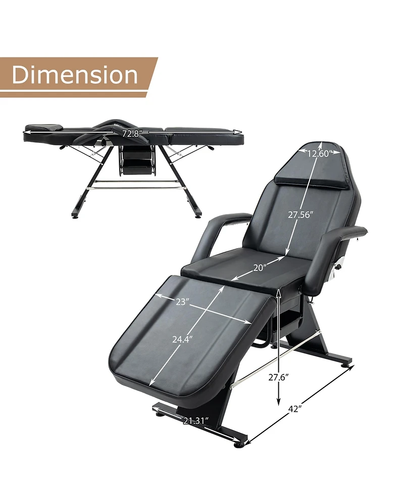 Streamdale Furniture 3-in-1 Multipurpose Adjustable Massage Bed and Facial Chair with Storage Pocket