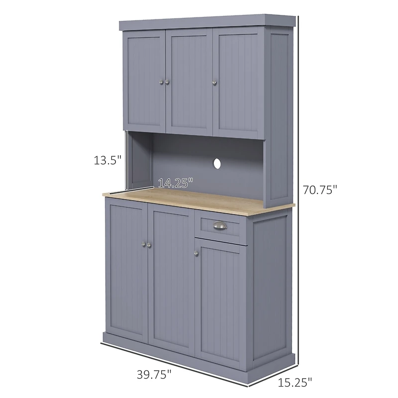Homcom 71" Buffet with Hutch, Farmhouse Kitchen Pantry Storage Cabinet