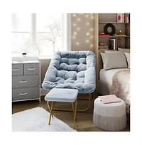 Emma+Oliver Aisling Oversized Folding Saucer Chair And Ottoman For Dorm, Bedroom