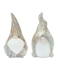 Slickblue Modern Terra Cotta Gnome Figurine With Marble Finish (Set of 2)
