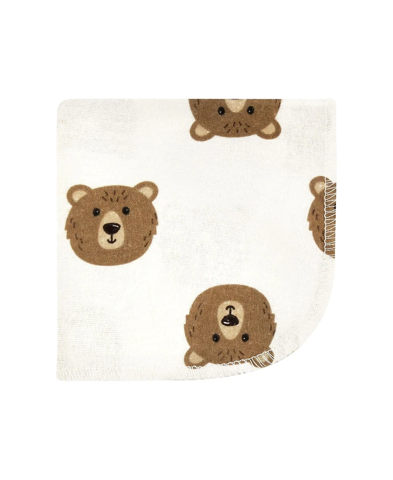 Hudson Baby Flannel Cotton Washcloths, Brown Bear Pack