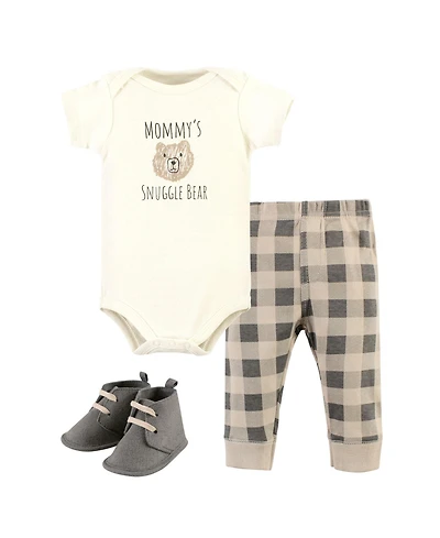 Hudson Baby Boys or Girls, Cotton Essentials Bodysuit, Pants, and Shoes 3Pk