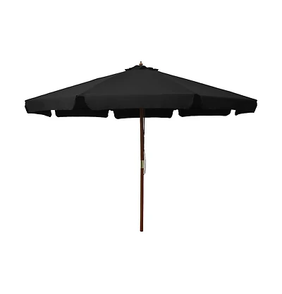 Garden Parasol with Wooden Pole 129.9" Black