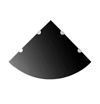 Corner Shelves 2 pcs with Chrome Supports Glass Black 17.7"x17.7"