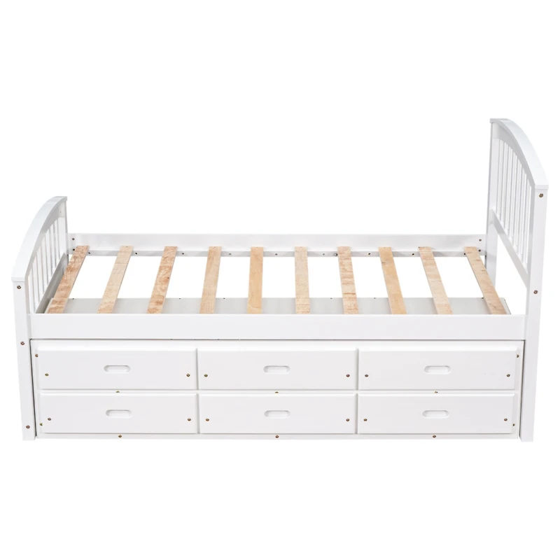 Streamdale Twin Size Platform Storage Bed Solid Wood Bed With 6 Drawers