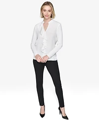 Karl Lagerfeld Paris Women's Ruffled Long-Sleeve Blouse