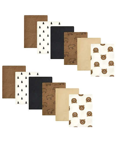 Hudson Baby Cotton Flannel Burp Cloths Bundle, Brown Bear, One