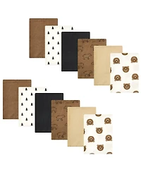 Hudson Baby Cotton Flannel Burp Cloths Bundle, Brown Bear, One